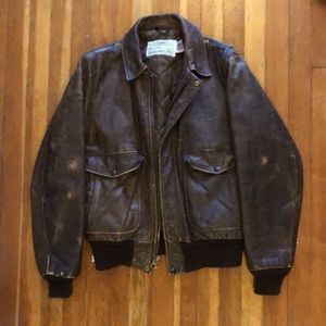 Vintage Schott NYC Brown Leather Flight Jacket Mens 38